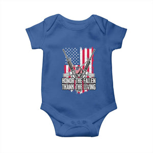 Patriotic Memorial Day Baby Onesie Honor The Fallen Thank The Living Memorial Day Veterans Day TS02 Royal Blue Print Your Wear