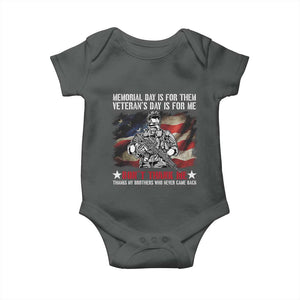 Patriotic Memorial Day Baby Onesie Remember Our Heroes Veterans Brothers American Flag TS02 Dark Heather Print Your Wear