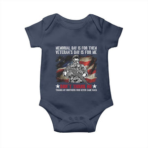 Patriotic Memorial Day Baby Onesie Remember Our Heroes Veterans Brothers American Flag TS02 Navy Print Your Wear