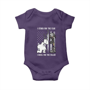 Patriotic Memorial Day Baby Onesie We Stand For the Flag We Kneel For The Fallen US Patriots TS02 Purple Print Your Wear