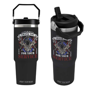 Patriotic Memorial Day Flip Straw Tumbler Thank You For Your Service Veterans Remembrance TS02 One Size: 30 oz Black Print Your Wear