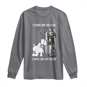 Patriotic Memorial Day Long Sleeve Shirt We Stand For the Flag We Kneel For The Fallen US Patriots TS02 Charcoal Print Your Wear