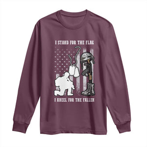 Patriotic Memorial Day Long Sleeve Shirt We Stand For the Flag We Kneel For The Fallen US Patriots TS02 Maroon Print Your Wear