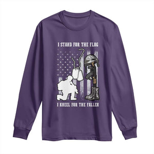 Patriotic Memorial Day Long Sleeve Shirt We Stand For the Flag We Kneel For The Fallen US Patriots TS02 Purple Print Your Wear