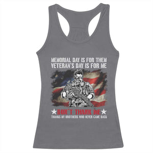 Patriotic Memorial Day Racerback Tank Top Remember Our Heroes Veterans Brothers American Flag TS02 Charcoal Print Your Wear