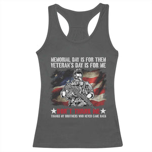 Patriotic Memorial Day Racerback Tank Top Remember Our Heroes Veterans Brothers American Flag TS02 Dark Heather Print Your Wear
