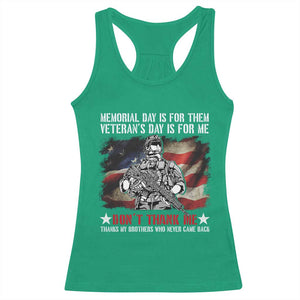 Patriotic Memorial Day Racerback Tank Top Remember Our Heroes Veterans Brothers American Flag TS02 Irish Green Print Your Wear