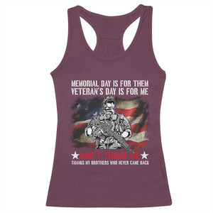 Patriotic Memorial Day Racerback Tank Top Remember Our Heroes Veterans Brothers American Flag TS02 Maroon Print Your Wear