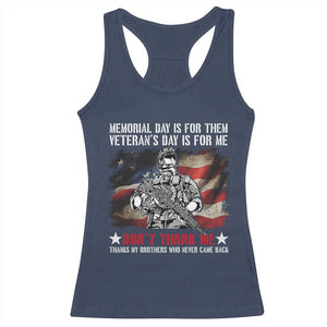 Patriotic Memorial Day Racerback Tank Top Remember Our Heroes Veterans Brothers American Flag TS02 Navy Print Your Wear