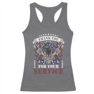 Patriotic Memorial Day Racerback Tank Top Thank You For Your Service Veterans Remembrance TS02 Charcoal Print Your Wear