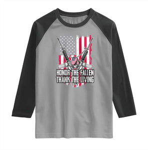 Patriotic Memorial Day Raglan Shirt Honor The Fallen Thank The Living Memorial Day Veterans Day TS02 Sport Gray Black Print Your Wear