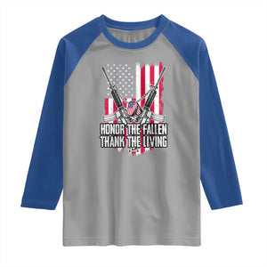 Patriotic Memorial Day Raglan Shirt Honor The Fallen Thank The Living Memorial Day Veterans Day TS02 Sport Gray Royal Print Your Wear
