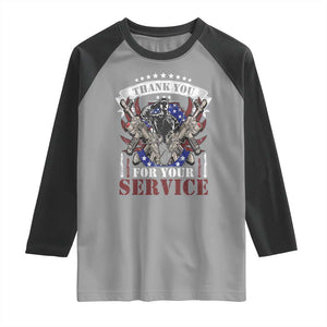 Patriotic Memorial Day Raglan Shirt Thank You For Your Service Veterans Remembrance TS02 Sport Gray Black Print Your Wear
