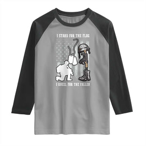 Patriotic Memorial Day Raglan Shirt We Stand For the Flag We Kneel For The Fallen US Patriots TS02 Sport Gray Black Print Your Wear