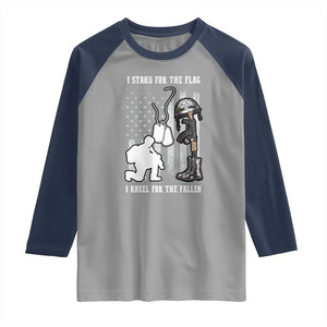 Patriotic Memorial Day Raglan Shirt We Stand For the Flag We Kneel For The Fallen US Patriots TS02 Sport Gray Navy Print Your Wear
