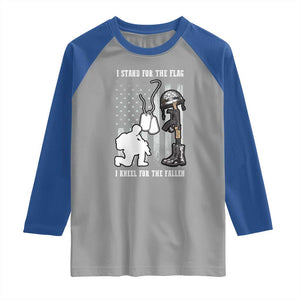 Patriotic Memorial Day Raglan Shirt We Stand For the Flag We Kneel For The Fallen US Patriots TS02 Sport Gray Royal Print Your Wear