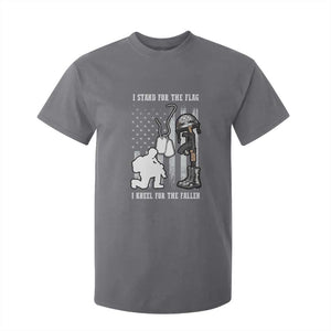 Patriotic Memorial Day T Shirt For Kid We Stand For the Flag We Kneel For The Fallen US Patriots TS02 Charcoal Print Your Wear