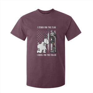 Patriotic Memorial Day T Shirt For Kid We Stand For the Flag We Kneel For The Fallen US Patriots TS02 Maroon Print Your Wear