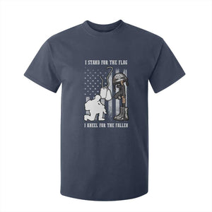 Patriotic Memorial Day T Shirt For Kid We Stand For the Flag We Kneel For The Fallen US Patriots TS02 Navy Print Your Wear