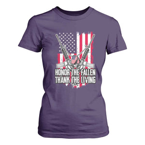 Patriotic Memorial Day T Shirt For Women Honor The Fallen Thank The Living Memorial Day Veterans Day TS02 Purple Print Your Wear