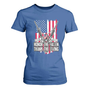 Patriotic Memorial Day T Shirt For Women Honor The Fallen Thank The Living Memorial Day Veterans Day TS02 Royal Blue Print Your Wear