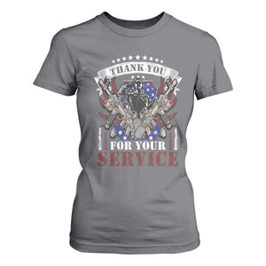 Patriotic Memorial Day T Shirt For Women Thank You For Your Service Veterans Remembrance TS02 Charcoal Print Your Wear