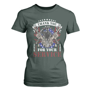 Patriotic Memorial Day T Shirt For Women Thank You For Your Service Veterans Remembrance TS02 Dark Forest Green Print Your Wear