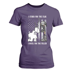 Patriotic Memorial Day T Shirt For Women We Stand For the Flag We Kneel For The Fallen US Patriots TS02 Purple Print Your Wear
