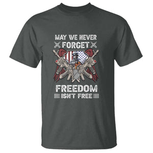 Patriotic Memorial Day T Shirt May We Never Forget Freedom Is Not Free TS02 Dark Heather Print Your Wear