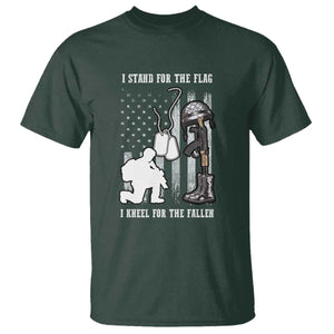Patriotic Memorial Day T Shirt We Stand For the Flag We Kneel For The Fallen US Patriots TS02 Dark Forest Green Print Your Wear
