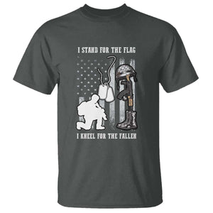 Patriotic Memorial Day T Shirt We Stand For the Flag We Kneel For The Fallen US Patriots TS02 Dark Heather Print Your Wear