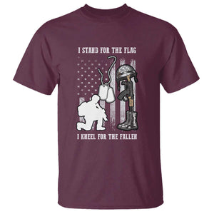 Patriotic Memorial Day T Shirt We Stand For the Flag We Kneel For The Fallen US Patriots TS02 Maroon Print Your Wear