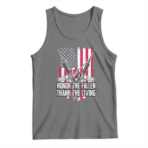 Patriotic Memorial Day Tank Top Honor The Fallen Thank The Living Memorial Day Veterans Day TS02 Black Heather Print Your Wear