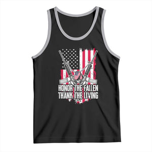 Patriotic Memorial Day Tank Top Honor The Fallen Thank The Living Memorial Day Veterans Day TS02 Black Athletic Heather Print Your Wear