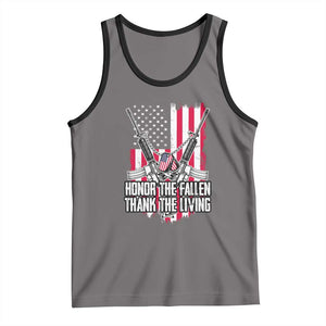 Patriotic Memorial Day Tank Top Honor The Fallen Thank The Living Memorial Day Veterans Day TS02 Deep Heather Black Print Your Wear