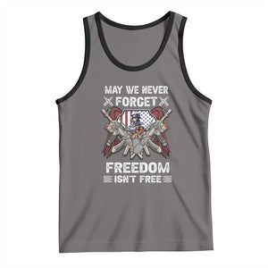 Patriotic Memorial Day Tank Top May We Never Forget Freedom Is Not Free TS02 Deep Heather Black Print Your Wear