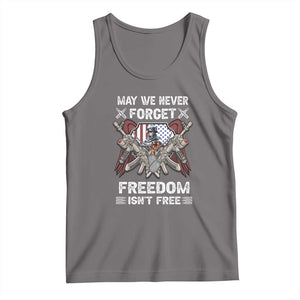 Patriotic Memorial Day Tank Top May We Never Forget Freedom Is Not Free TS02 Deep Heather Print Your Wear