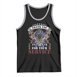 Patriotic Memorial Day Tank Top Thank You For Your Service Veterans Remembrance TS02 Black Athletic Heather Print Your Wear