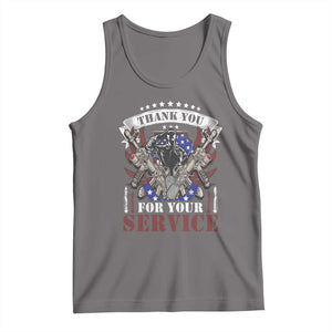 Patriotic Memorial Day Tank Top Thank You For Your Service Veterans Remembrance TS02 Deep Heather Print Your Wear