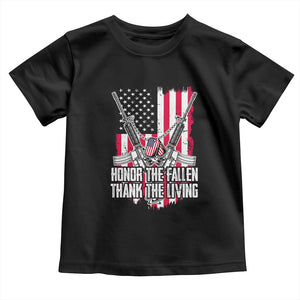 Patriotic Memorial Day Toddler T Shirt Honor The Fallen Thank The Living Memorial Day Veterans Day TS02 Black Print Your Wear