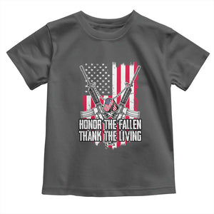Patriotic Memorial Day Toddler T Shirt Honor The Fallen Thank The Living Memorial Day Veterans Day TS02 Dark Heather Print Your Wear
