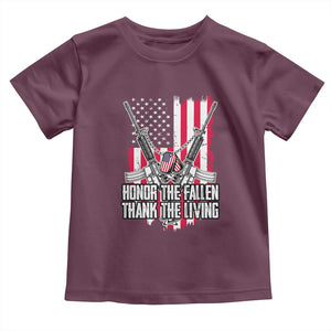 Patriotic Memorial Day Toddler T Shirt Honor The Fallen Thank The Living Memorial Day Veterans Day TS02 Maroon Print Your Wear