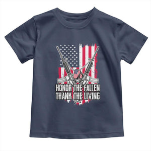 Patriotic Memorial Day Toddler T Shirt Honor The Fallen Thank The Living Memorial Day Veterans Day TS02 Navy Print Your Wear
