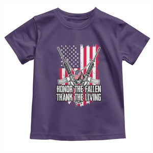 Patriotic Memorial Day Toddler T Shirt Honor The Fallen Thank The Living Memorial Day Veterans Day TS02 Purple Print Your Wear