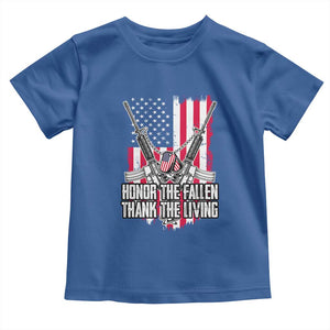Patriotic Memorial Day Toddler T Shirt Honor The Fallen Thank The Living Memorial Day Veterans Day TS02 Royal Blue Print Your Wear
