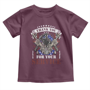 Patriotic Memorial Day Toddler T Shirt Thank You For Your Service Veterans Remembrance TS02 Maroon Print Your Wear