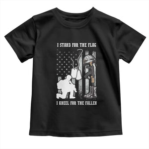 Patriotic Memorial Day Toddler T Shirt We Stand For the Flag We Kneel For The Fallen US Patriots TS02 Black Print Your Wear