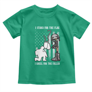 Patriotic Memorial Day Toddler T Shirt We Stand For the Flag We Kneel For The Fallen US Patriots TS02 Irish Green Print Your Wear