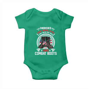 Patriotic Military Veteran Baby Onesie Heroes Don't Wear Capes They Wear Dog Tags And Combat Boots TS02 Irish Green Print Your Wear