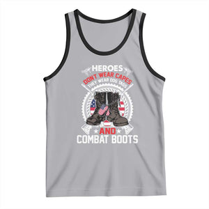 Patriotic Military Veteran Tank Top Heroes Don't Wear Capes They Wear Dog Tags And Combat Boots TS02 Athletic Heather Black Print Your Wear